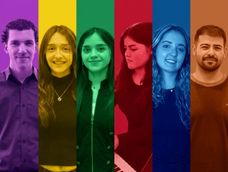 Pianistas en concierto. De izquierda a derecha, Giuliano Riccobelli, Anyelina Pastén, Angelina Liyo Silva, Sayra Alessi, Mariana Montañez y Cristian José Peralta.