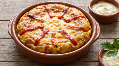 receta de tortilla de papas con morron al horno, rapida y facil