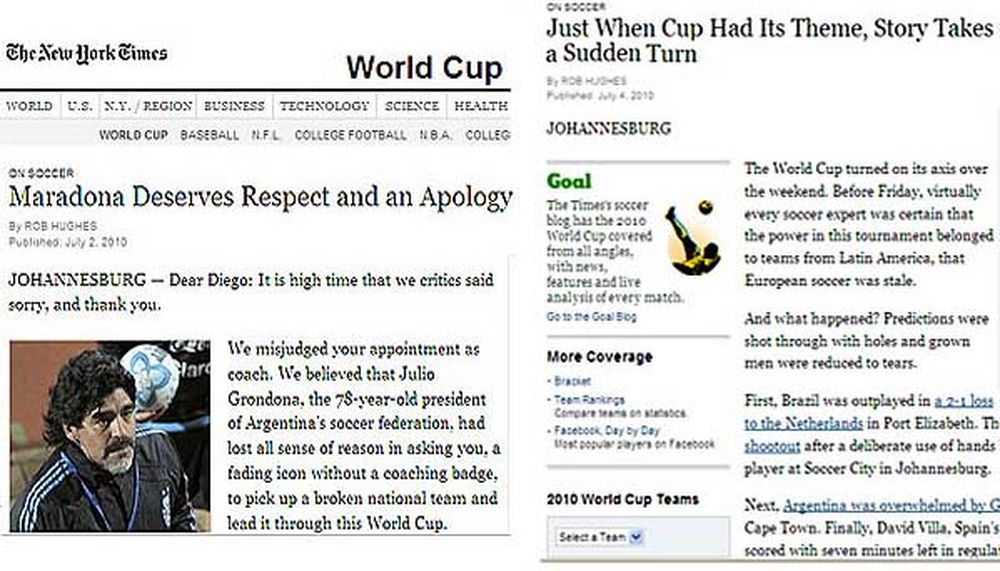 Le duró poco: el New York Times vuelve contra Diego