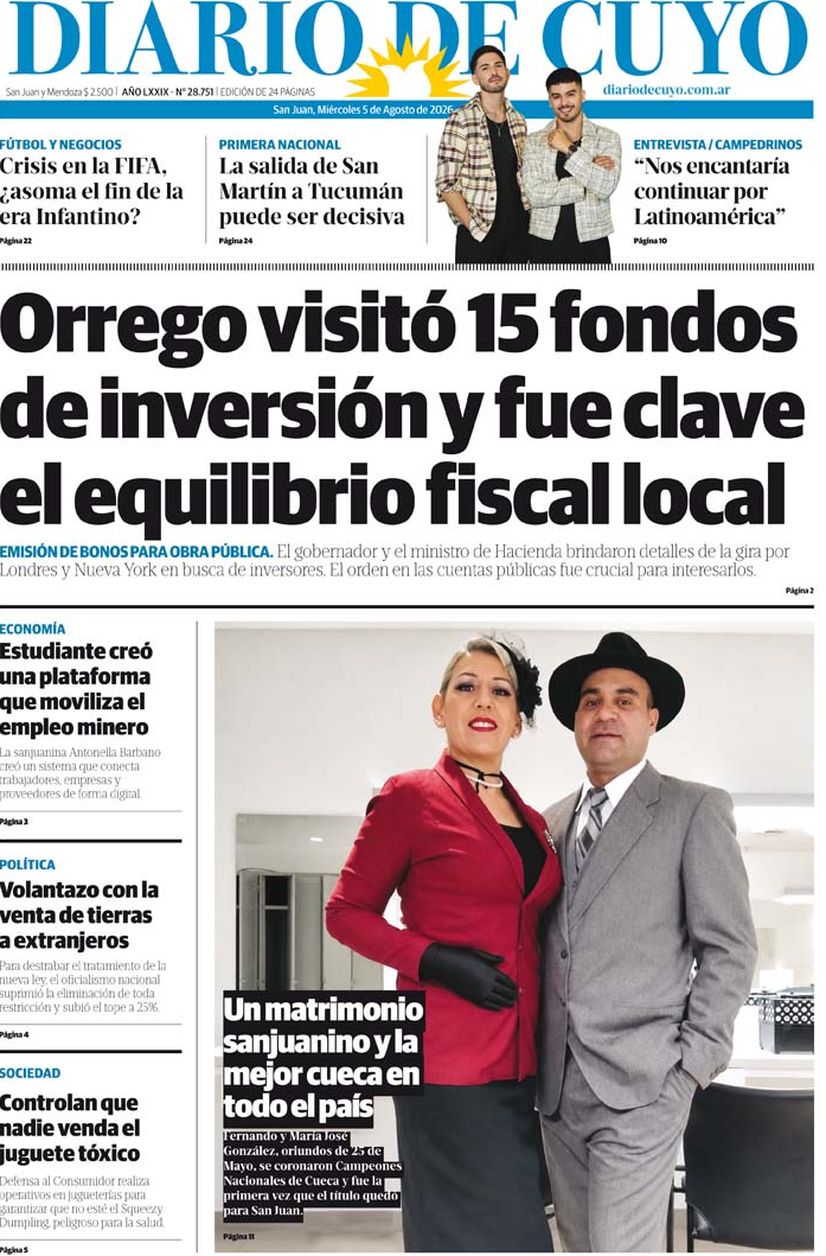 Diario de Cuyo | Tapa Edición 5 de Agosto 2026