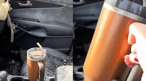 Se le incendió el auto, su taza térmica quedó intacta y Stanley le hizo un increíble regalo