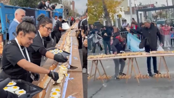 insolito: vecinos saquearon un sandwich gigante de matambre a la pizza