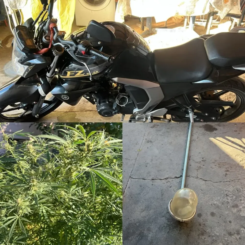 Cayó con 27 plantas de marihuana, una moto robada y hasta una pilastra de alumbrado público