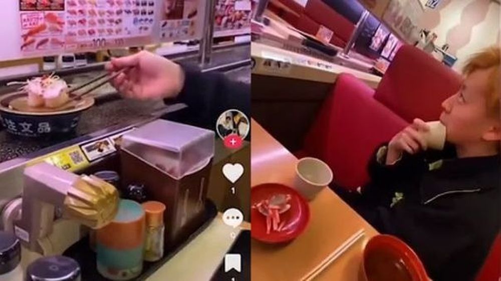 Quisieron ser virales y terminaron detenidos por lamer piezas de sushi