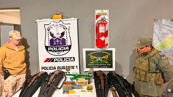Las armas y municiones secuestradas por las fuerzas de seguridad.