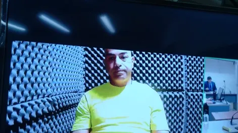 Leandro Exequiel Morales siguió las instancias de la audiencia, conectado desde la cárcel de Chimbas.