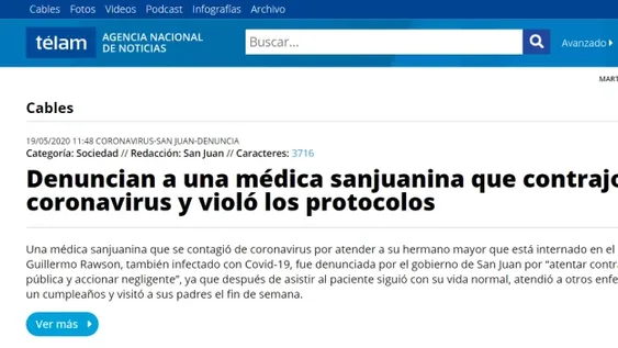 El país habla del caso de la médica infectada en San Juan