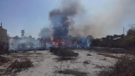 [VIDEOS] Un incendio en un baldío puso en peligro a varias casas de un barrio