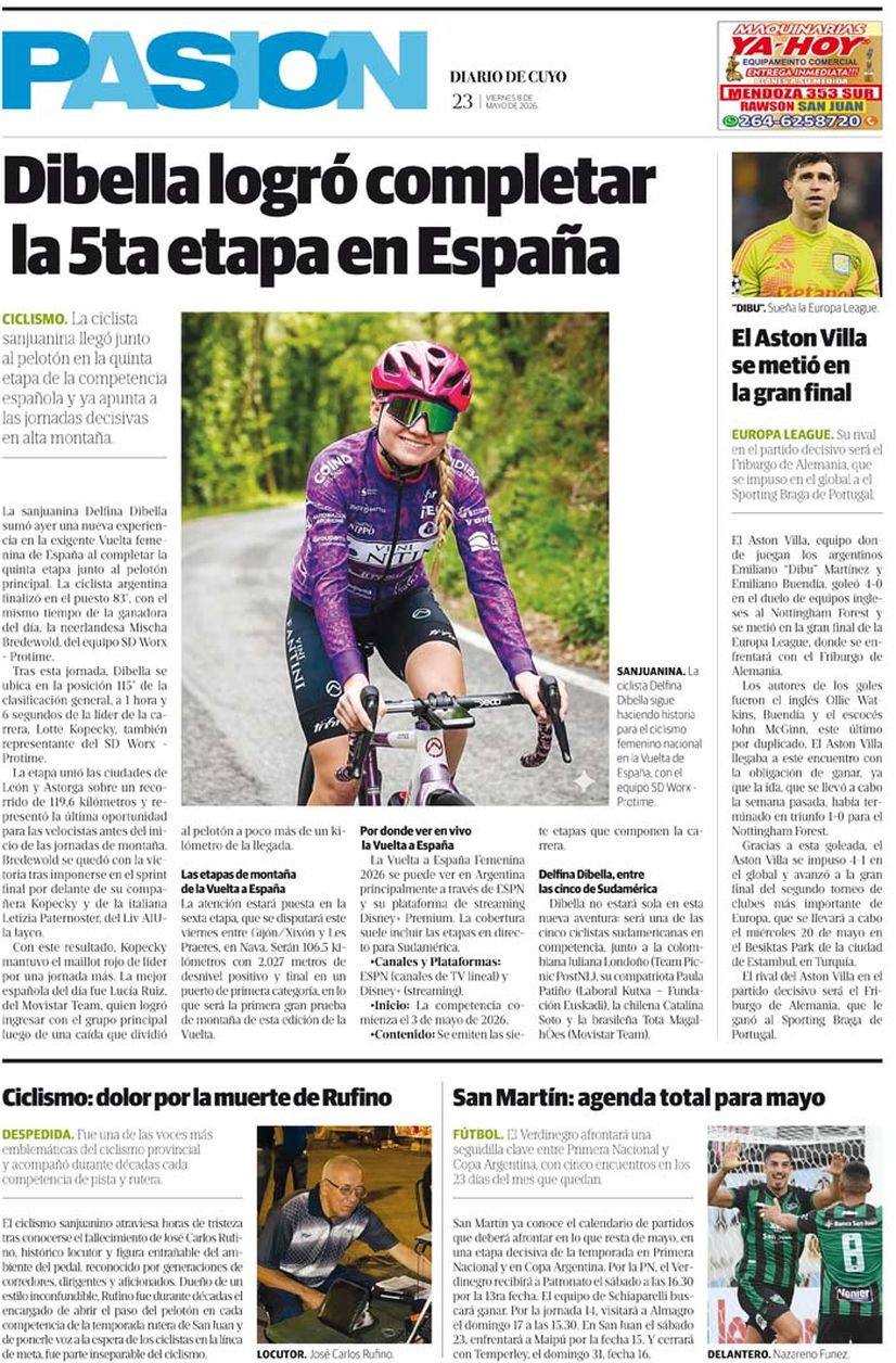 Diario de Cuyo | Tapa Pasión 8 de Mayo 2026