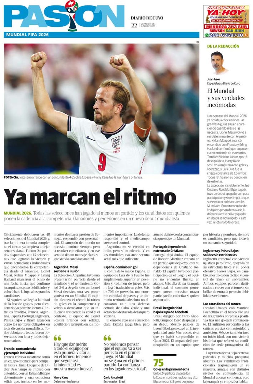Diario de Cuyo | Tapa Pasión 19 de Junio 2026