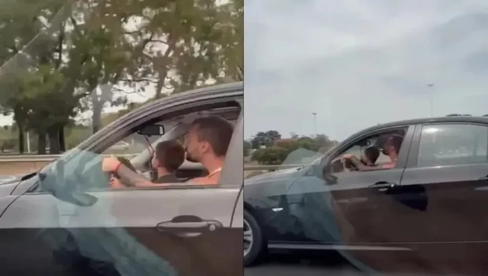 Un hombre hizo que un nene manejara en la autopista Ricchieri y causó indignación