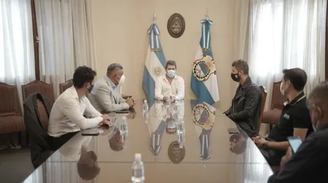 Chiqui Tapia y Marcelo Tinelli visitaron a Uñac en Casa de Gobierno