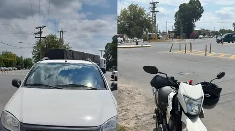 Motociclista resulta herido tras ser embestido por una camioneta en una rotonda