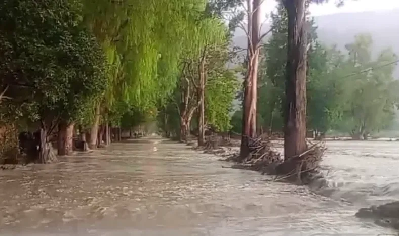 Otra vez calles cortadas en Zonda por la lluvia: Vialidad cerró la RP12 de manera preventiva