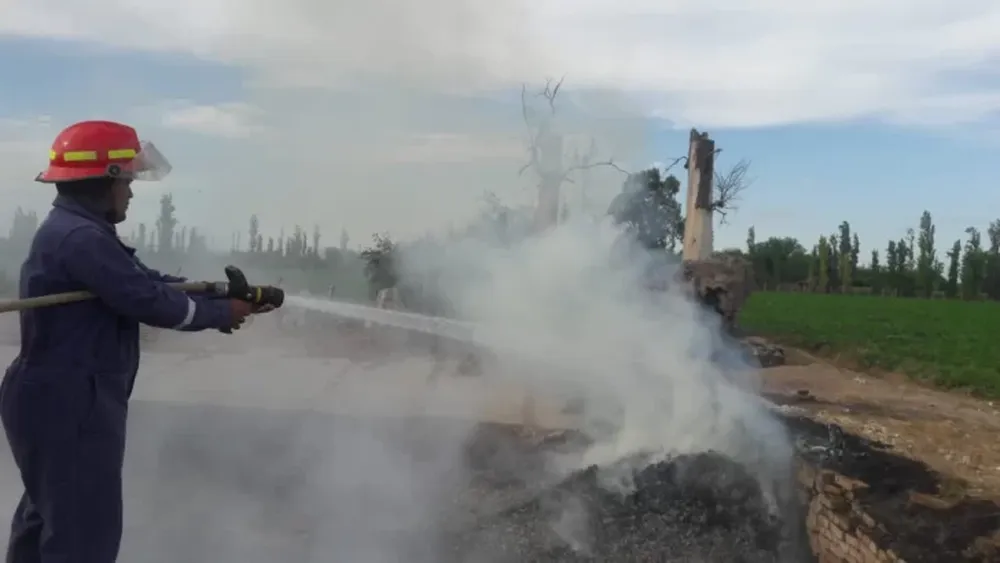 Cerca de 6 toneladas de ajo se incendiaron en un depósito de Pocito