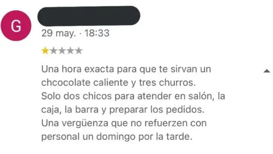 Se quejó por la mala atención en una cadena de churros y la respuesta sorprendió