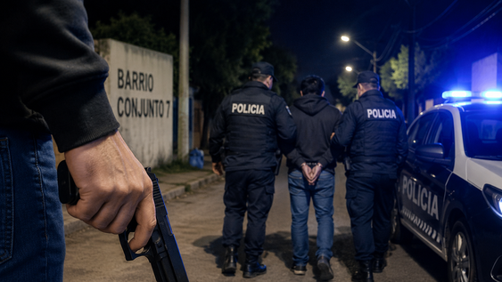 El hecho ocurrió en el Barrio Conjunto 7, en Pocito. Imagen creada con IA.