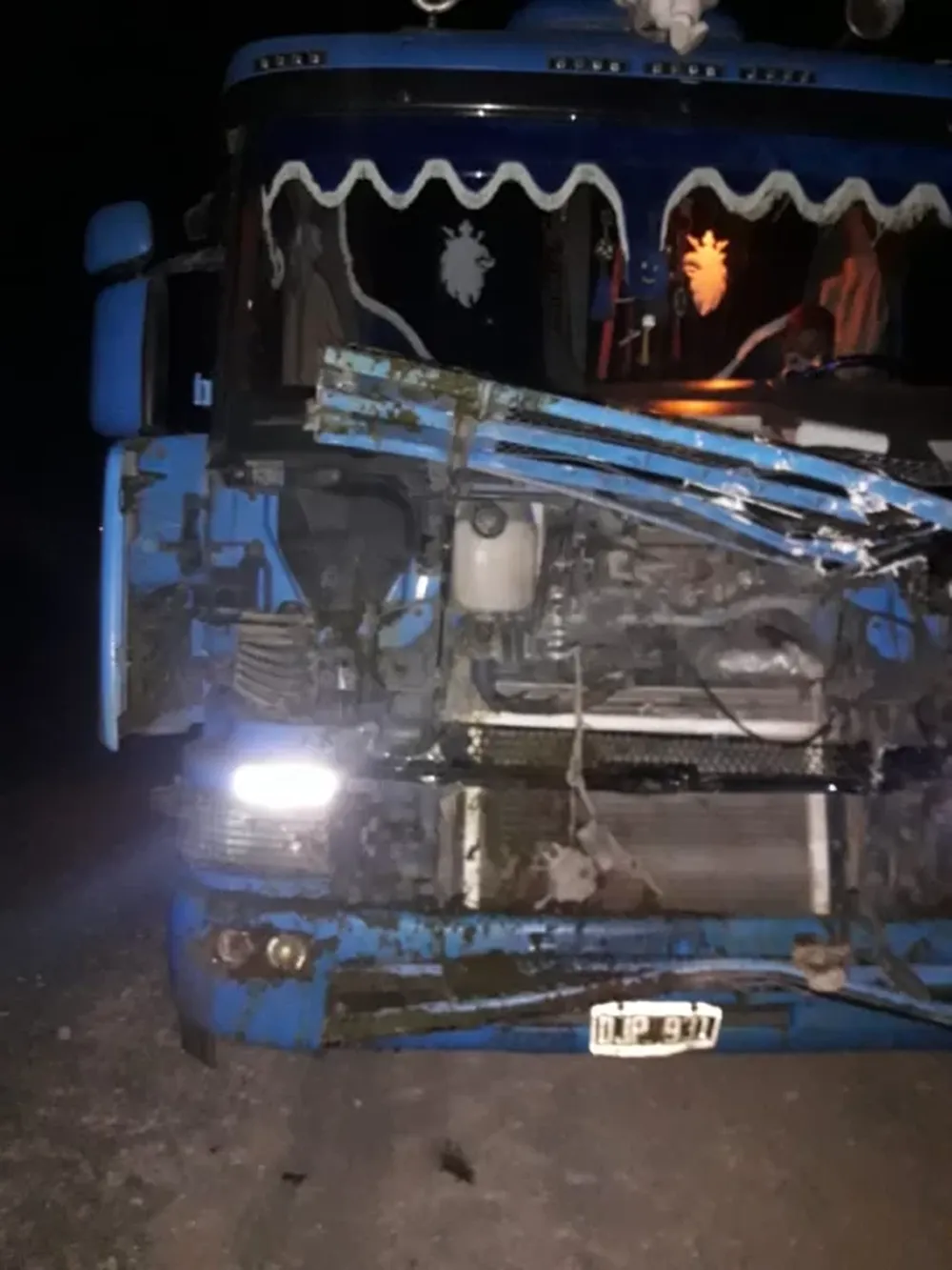 Terminó con el frente del camión destruido tras embestir un caballo en plena ruta