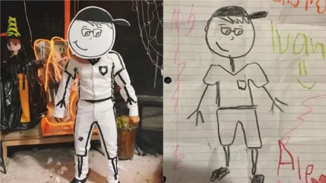 Un profesor se disfrazó del dibujo que le hizo su alumna fallecida