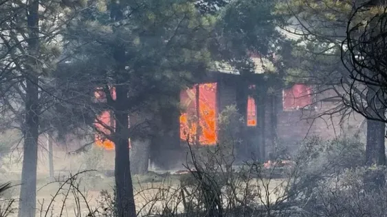 Bosque en llamas. El fuego devoró al menos 4 viviendas y dañó otras 50. También una escuela sufrió daños. El municipio declaró la emergencia.
