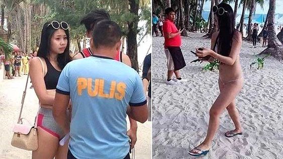 Detuvieron a una mujer por la microbikini que llevaba puesta
