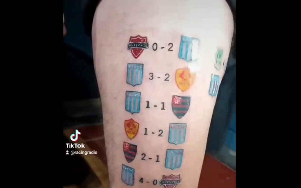 El video viral del hincha de Racing más optimista: se tatuó el camino de la Academia en la Copa Libertadores
