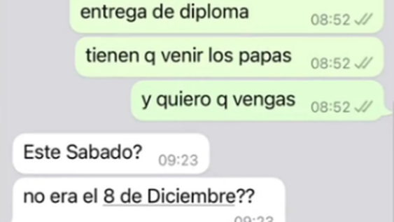 Un padre estalló porque su hija lo invitó a su entrega de diplomas este sábado a las 15