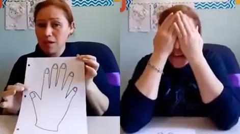 Una maestra enseñó a contar hasta cinco con una mano de seis dedos