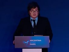 &nbsp;Javier Milei expuso ante empresarios e inversores durante la Argentina Week en la sede de la OCDE en París.