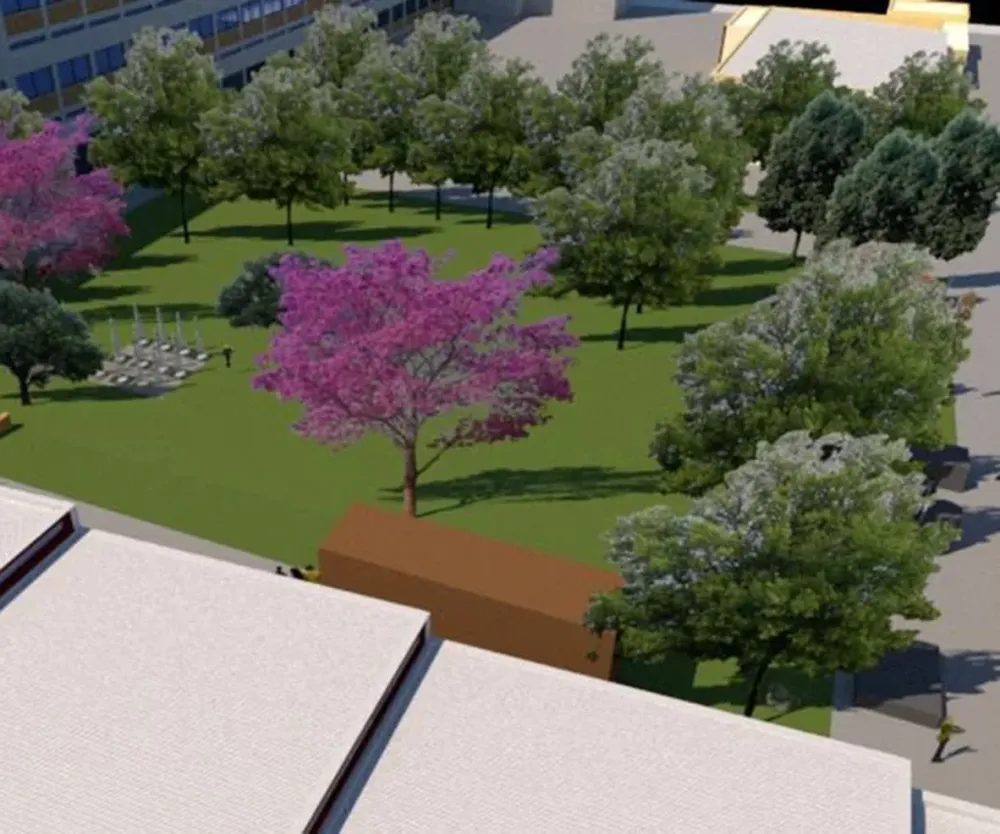 El edificio escolar que tendrá una plaza interna para contener a los estudiantes