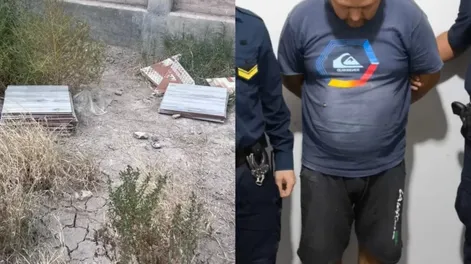 Fue sorprendido cuando salía de un boquete de una fábrica con cerámicos robados