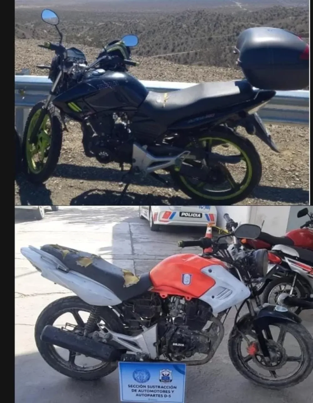 Dos motos adulteradas fueron secuestradas en operativos en Rawson y Santa Lucía