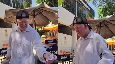 Se sentó a tomar un café, estaba grabando y justo se acercó el Payito: reacciones dispares en las redes