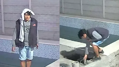 En acción. El sujeto quedó filmado por las cámaras de seguridad.