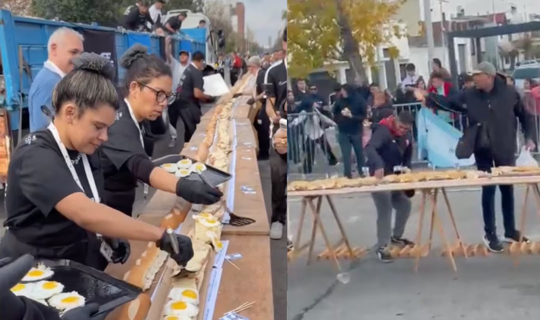 Insólito: vecinos saquearon un sándwich gigante de matambre a la pizza