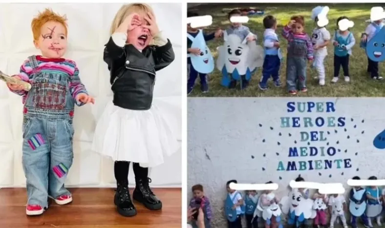Llevó a sus hijos disfrazados a un acto escolar pero cometió una terrible equivocación