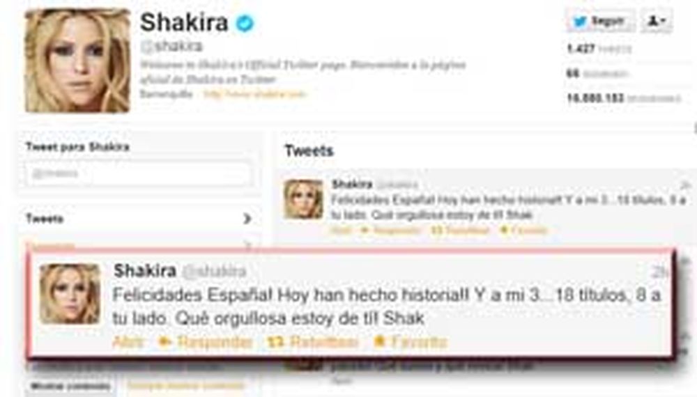 Felicitaciones vía Twitter