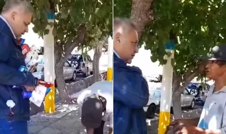 Subió la apuesta el locutor solidario: nuevo video entregando mercadería a un changarín y otra vez hay polémica.