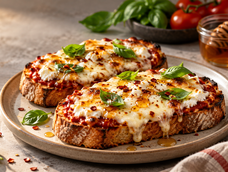 La combinación de queso cottage y miel picante permite preparar una pizza toast crocante y cremosa en pocos minutos.