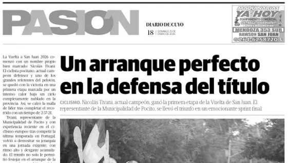 Tapa Pasión 25 de Enero 2026