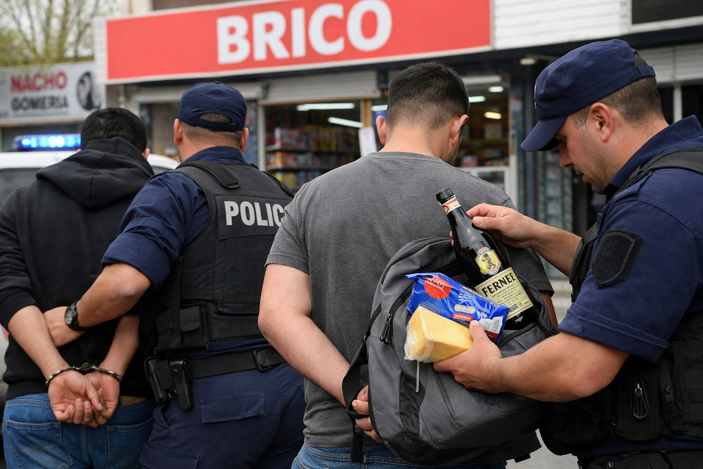Terminaron presos por un fernet, un queso y galletas, en Rawson. Imagen creada con IA.&nbsp;