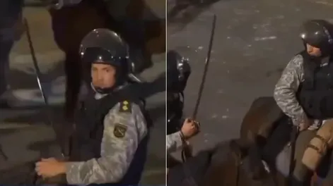 Insólito: explicaron porqué un policía utilizó un sable en los incidentes entre Nacional y Boca