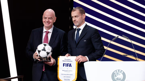 Aleksander Ceferin y Gianni Infantino, presidentes de la UEFA y la FIFA.&nbsp;