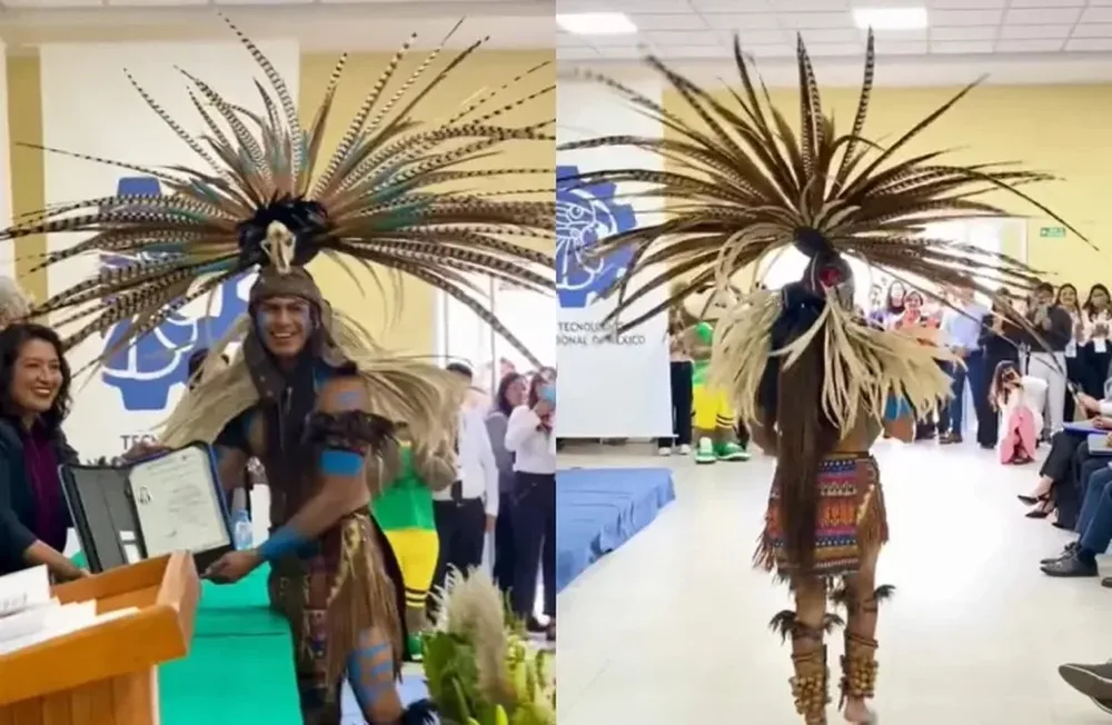 Recibió su título vestido como un guerrero de hace 500 años