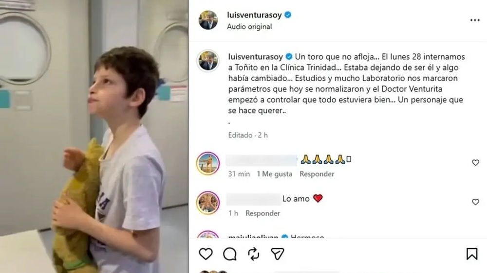 El posteo de Luis Ventura por su hijo.