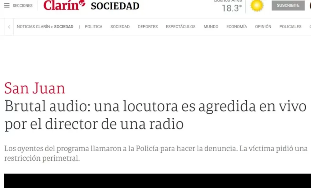 La agresión a la locutora sanjuanina llegó a los medios nacionales