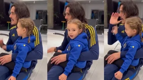 Edinson Cavani le enseñó canciones de Boca a su hija y fue furor en las redes