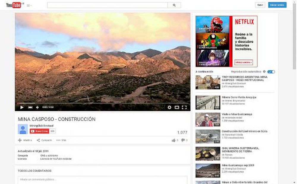 Construcción de la mina Casposo