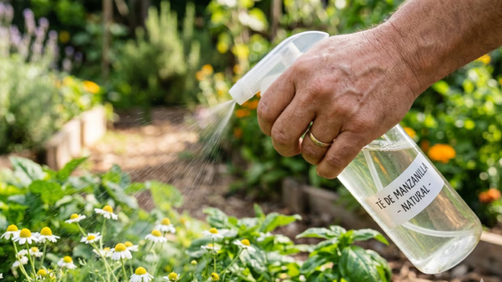 tip: rociar te de manzanilla en las plantas del jardin en otono