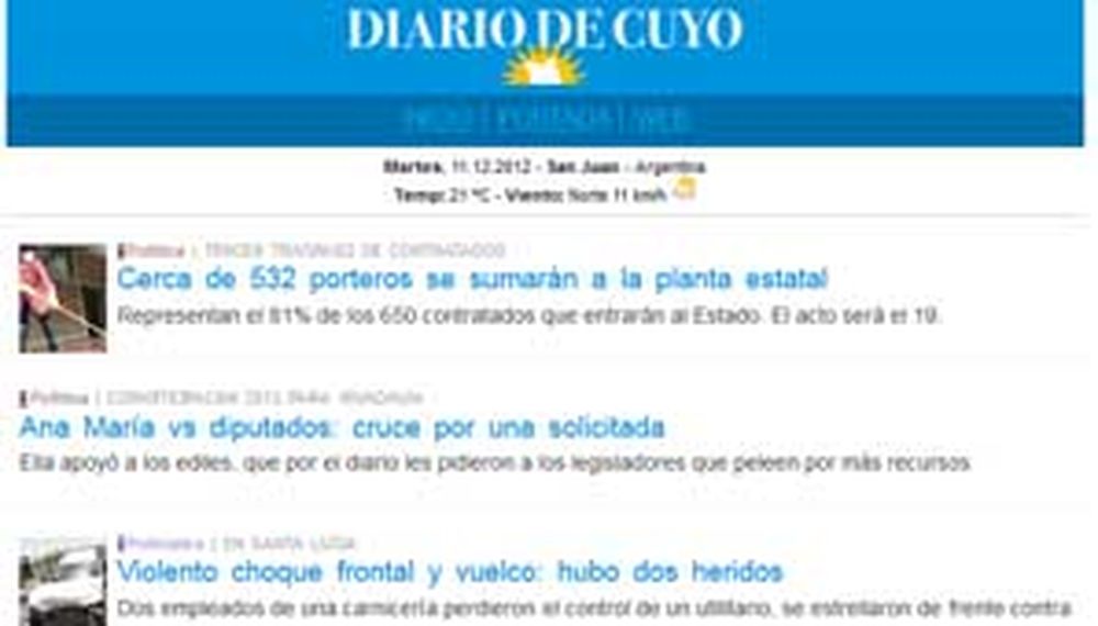 Ahora Diario de Cuyo en formato para tablets y teléfonos móviles